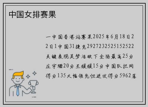 中国女排赛果